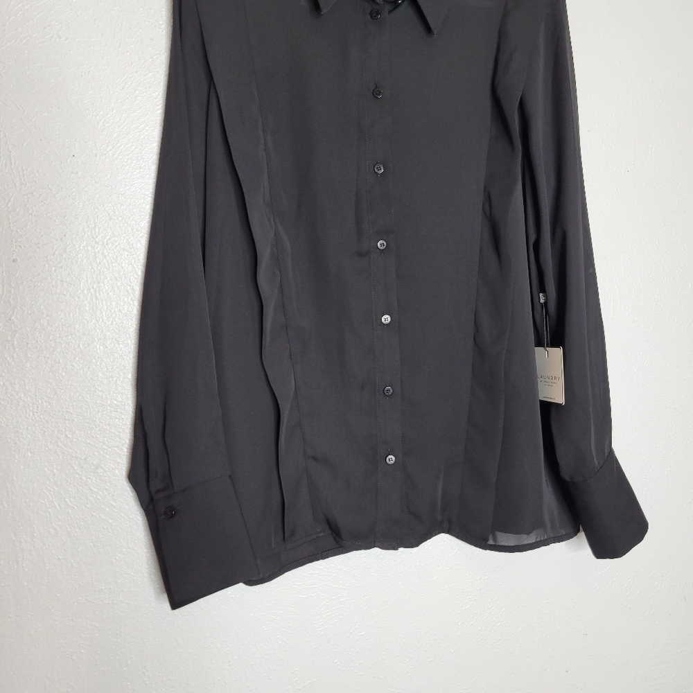 Laundry by Shelli Segal Sheer Black Button-up Shirt Women's Size Small New - Picture 3 of 15
